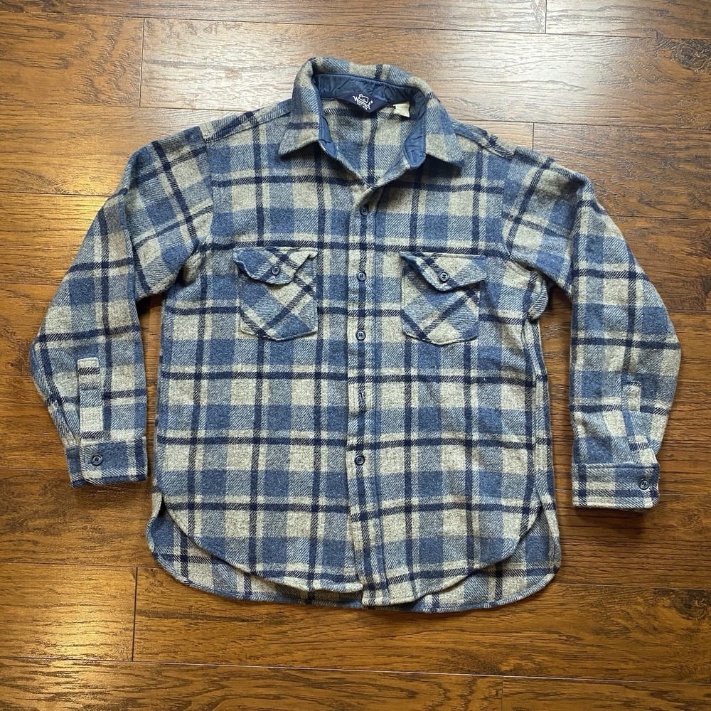 Vtg 60s 70s Woolrich Wool Shirt Mens Large CPO Flannel Shacket Jacket